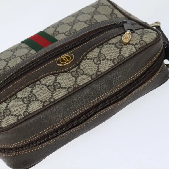 GUCCI GG Supreme Web Sherry Line Shoulder Bag PVC Beige Gold 010 378 Auth 147769 - Picture 6 of 16